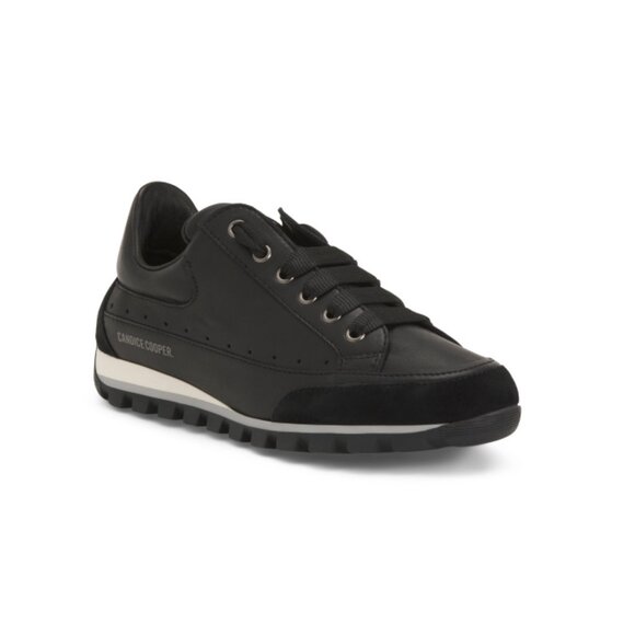 CANDICE COOPER Black Made In Italy Leather Runlo Track Sneakers - Picture 1 of 2